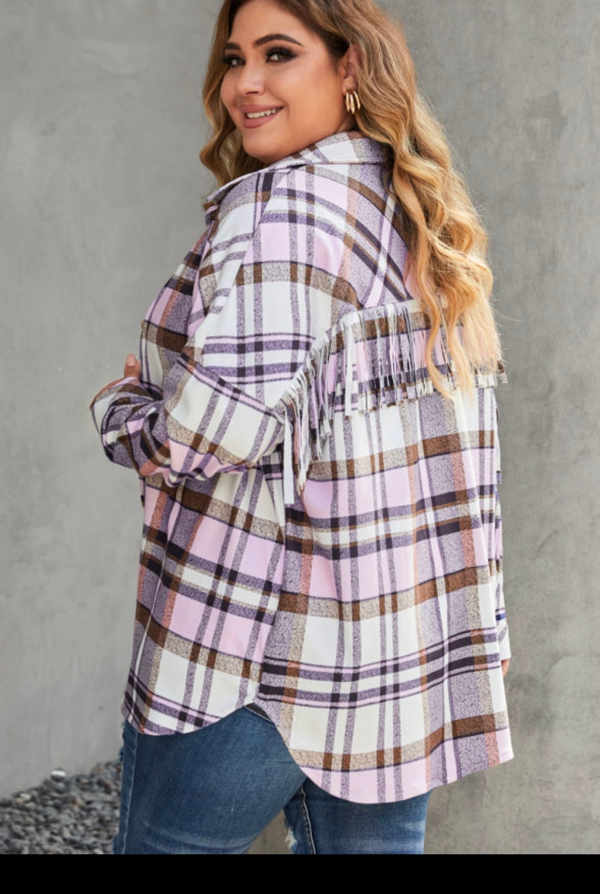 Plus Size Pink Plaid Shacket