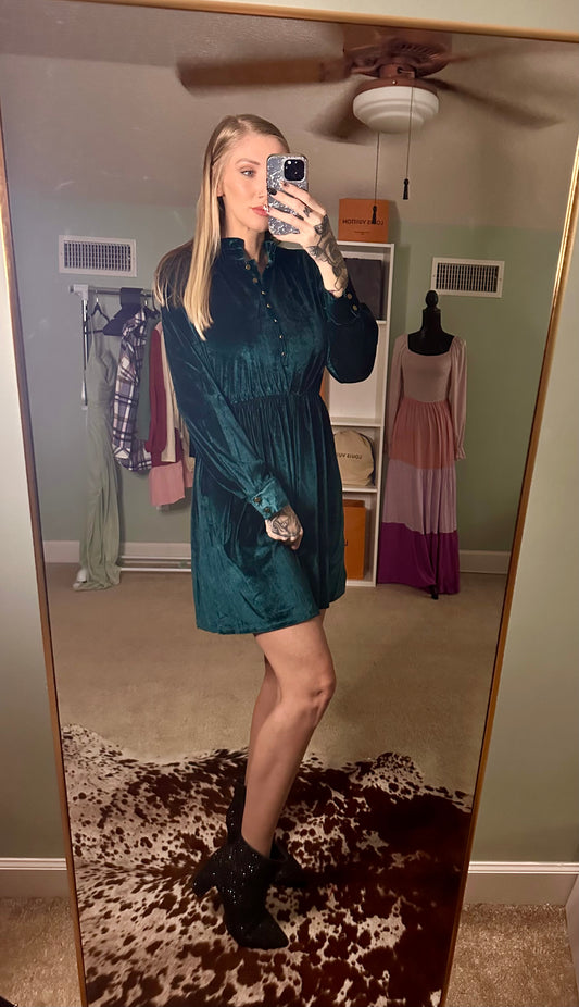 Green Velvet Dress